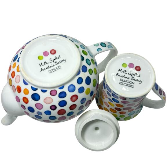 Dunoon “Hot Spots” Teapot (5”) & Mug Set Caroline Bessey Fine Bone China England - Picture 9 of 9